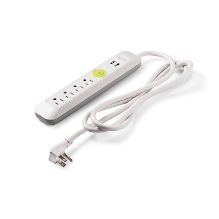 Easylife Tech Power Strip, Surge, USB, 6 ft., White 0-2628